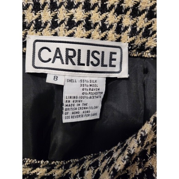 Carlisle Houndstooth Mindi Skirt Black White Wool‎ Silk Size 8 With Pockets - Picture 7 of 12
